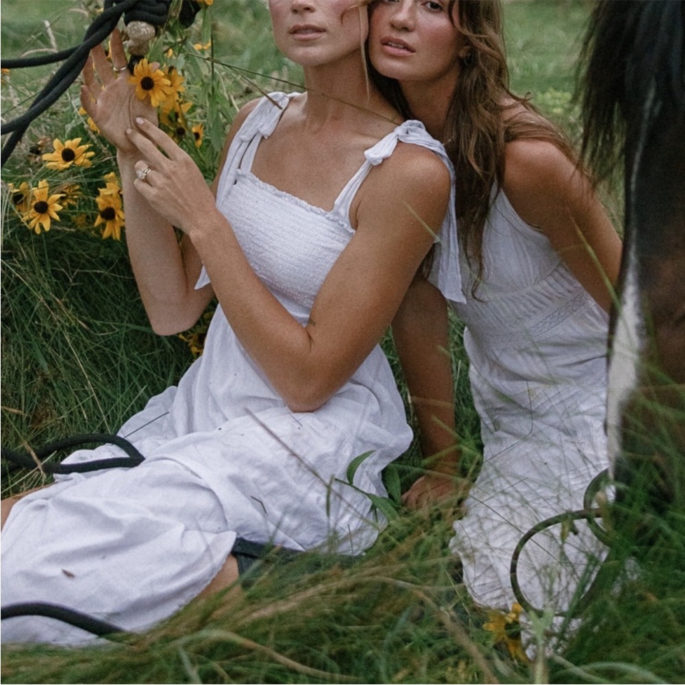 Aritzia Wilfred Smocked White Dress